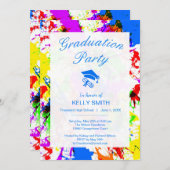Niedliche farbige Spritzer-Lackabschlussfeier Einladung (Vorne/Hinten)