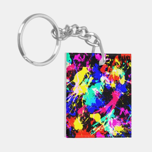 Niedliche farbige Spritzer-Lackkarosse Schlüsselanhänger (Vorderseite links)