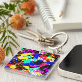 Niedliche farbige Spritzer-Lackkarosse Schlüsselanhänger (Vorderseite rechts)