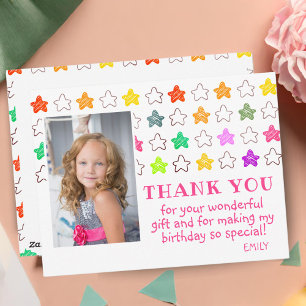 Niedliche farbige Star Girly Foto Geburtstag Viele Postkarte