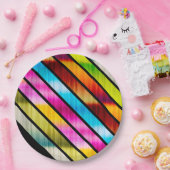 Niedliche, farbige Streifen Pappteller (Party)