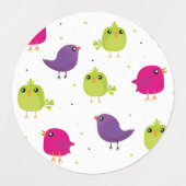 Niedliche, farbige Vögel Etiketten (Design 2)