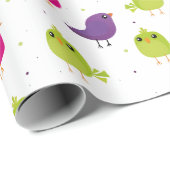 Niedliche, farbige Vögel Geschenkpapier (Rolleneckpunkt)