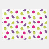Niedliche, farbige Vögel Geschenkpapier Set (Vorderseite 3)