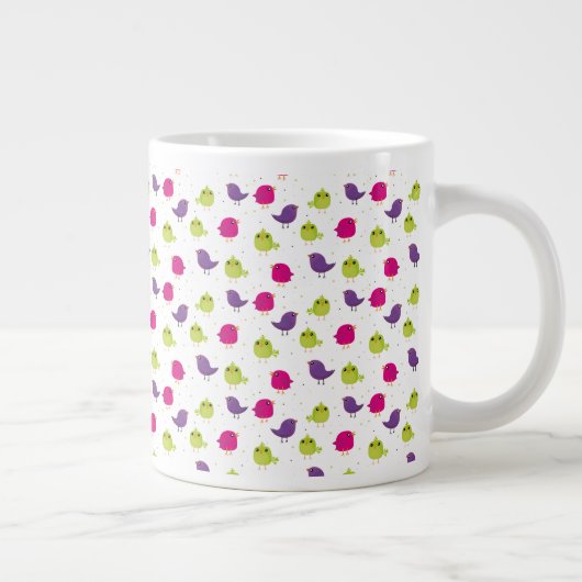 Niedliche, farbige Vögel Jumbo-Tasse (Rechts)