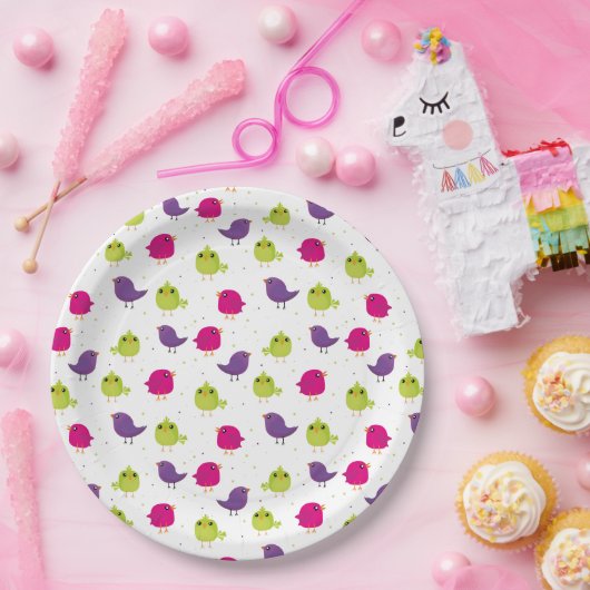 Niedliche, farbige Vögel Pappteller (Party)