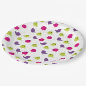 Niedliche, farbige Vögel Pappteller (Schrägansicht)