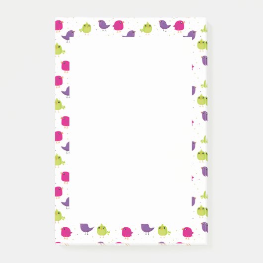 Niedliche, farbige Vögel Post-it Klebezettel (Vorderseite)