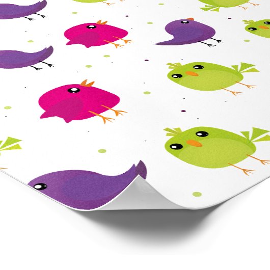 Niedliche, farbige Vögel Poster (Ecke)