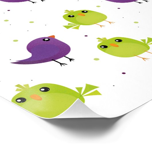 Niedliche, farbige Vögel Poster (Ecke)