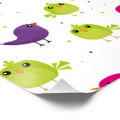 Niedliche, farbige Vögel Poster (Ecke)