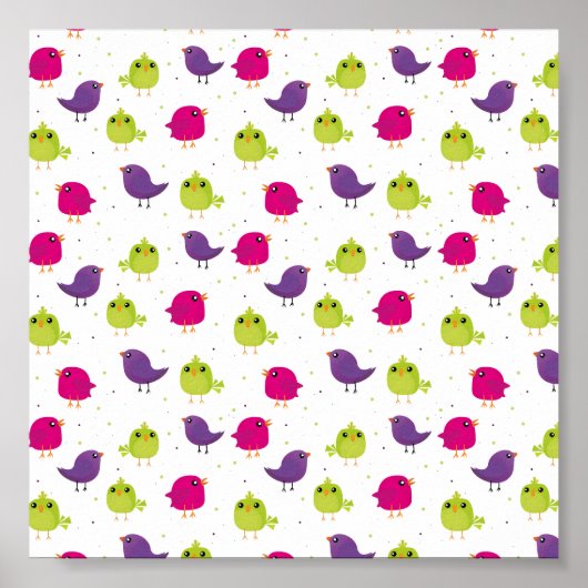 Niedliche, farbige Vögel Poster (Vorne)