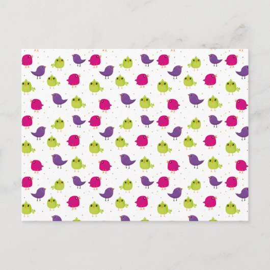 Niedliche, farbige Vögel Postkarte (Vorderseite)