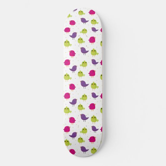 Niedliche, farbige Vögel Skateboard (Vorderseite)