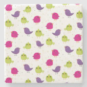 Niedliche, farbige Vögel Steinuntersetzer (Vorderseite)