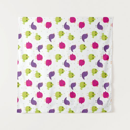 Niedliche, farbige Vögel Wandteppich (Vorderseite (Horizontal))