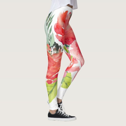 Niedliche Farbige Wasserfarben Blume Leggings (Rechts)