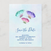 Niedliche, farbige Wasserfarben Save the Date Postkarte (Vorderseite)
