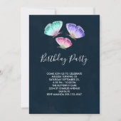 Niedliche Farbige Wasserfarben Schmetterlinge zum Einladung (Vorderseite)