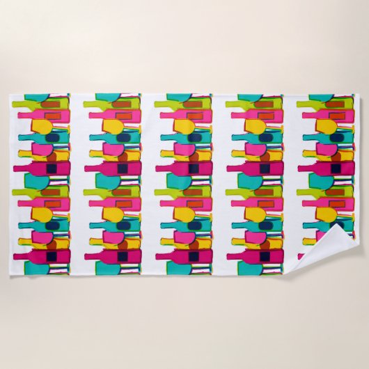 Niedliche, farbige Weinflaschen Musterverpackung f Strandtuch (Vorderseite)