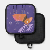 Niedliche Farbige Winter Elche Ofen Mitt Topflappen (Vorderseite/Rückseite)