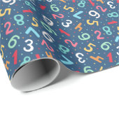 Niedliche farbige Zahlen Muster blaue Kinder Geschenkpapier (Rolleneckpunkt)