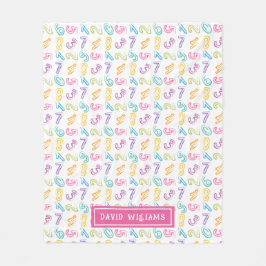 Niedliche farbige Zahlen Muster Kids Name Fleecedecke