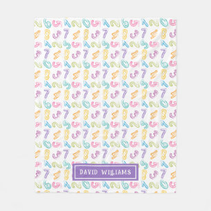 Niedliche farbige Zahlen Muster Kids Name Fleecedecke