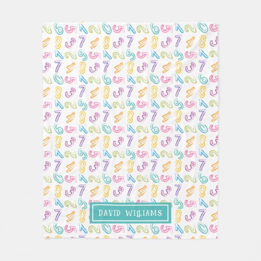 Niedliche farbige Zahlen Muster Kids Name Fleecedecke (Vorderseite)