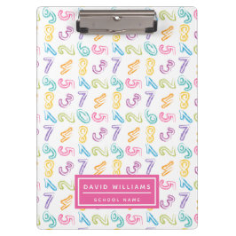 Niedliche farbige Zahlen Muster Kids Name Klemmbrett