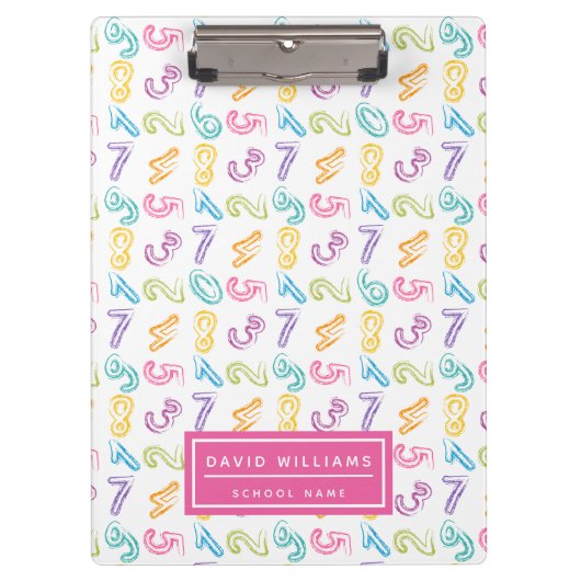 Niedliche farbige Zahlen Muster Kids Name Klemmbrett (Vorderseite)