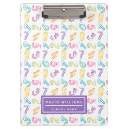 Niedliche farbige Zahlen Muster Kids Name Klemmbrett