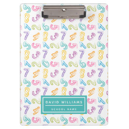 Niedliche farbige Zahlen Muster Kids Name Klemmbrett