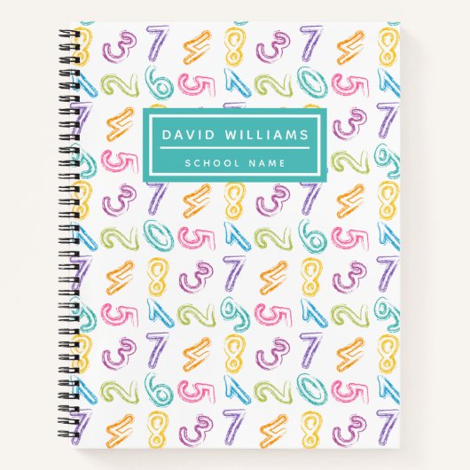 Niedliche farbige Zahlen Muster Kinder Schule bene Notizblock (Vorderseite)