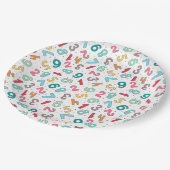 Niedliche farbige Zahlen Muster Kindergeburtstag Pappteller (Schrägansicht)