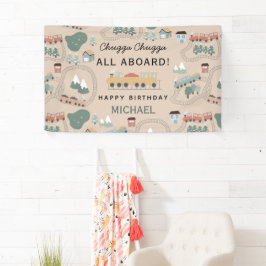 Niedliche farbige Züge auf dem Kindergeburtstag Zu Banner