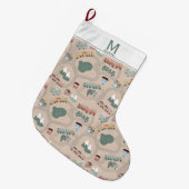 Niedliche farbige Züge auf Zugschienen Kids Monogr Großer Weihnachtsstrumpf (Vorderansicht (hängend))