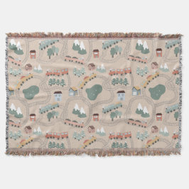 Niedliche farbige Züge auf Zugtrassen Kindermuster Decke