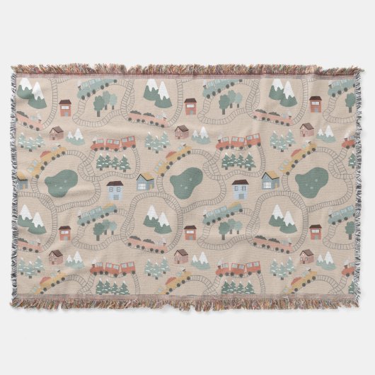 Niedliche farbige Züge auf Zugtrassen Kindermuster Decke (Vorderseite)