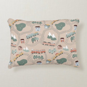 Niedliche farbige Züge auf Zugtrassen Kindermuster Dekokissen