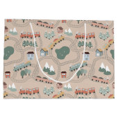 Niedliche farbige Züge auf Zugtrassen Kindermuster Große Geschenktüte (Rückseite)