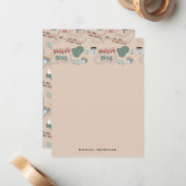 Niedliche farbige Züge auf Zugtrassen Kindermuster Mitteilungskarte (Vorderseite/Rückseite Beispiel)