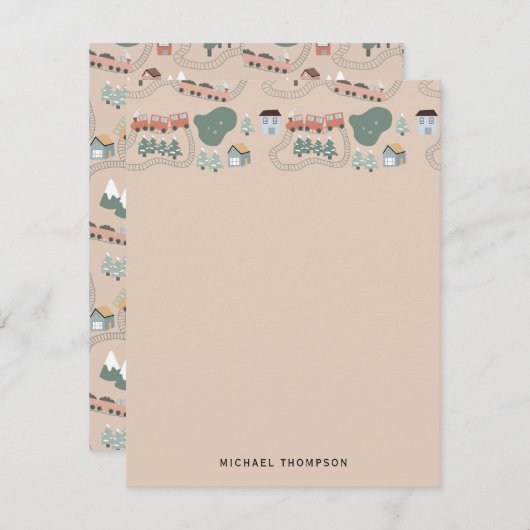 Niedliche farbige Züge auf Zugtrassen Kindermuster Mitteilungskarte (Vorne/Hinten)