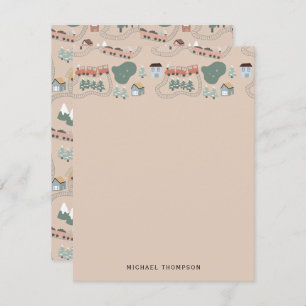 Niedliche farbige Züge auf Zugtrassen Kindermuster Mitteilungskarte