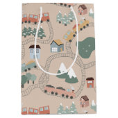 Niedliche farbige Züge auf Zugtrassen Kindermuster Mittlere Geschenktüte (Vorderseite)