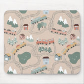 Niedliche farbige Züge auf Zugtrassen Kindermuster Mousepad (Vorne)