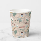 Niedliche farbige Züge auf Zugtrassen Kindermuster Pappbecher (Rückseite)