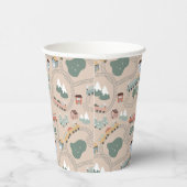 Niedliche farbige Züge auf Zugtrassen Kindermuster Pappbecher (Rechts)