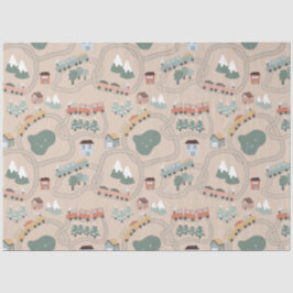 Niedliche farbige Züge auf Zugtrassen Kindermuster Seidenpapier