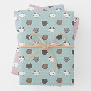 Niedliche Farbigkeit der Katzenpastellfarbe Geschenkpapier Set